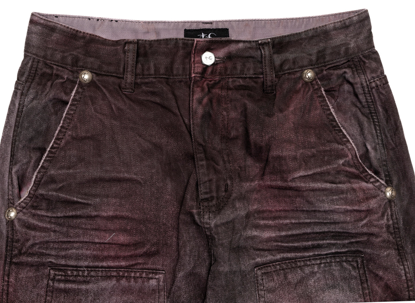 Thug Club Two Tone Washed Carpenter Pants in Grey, waistband detail