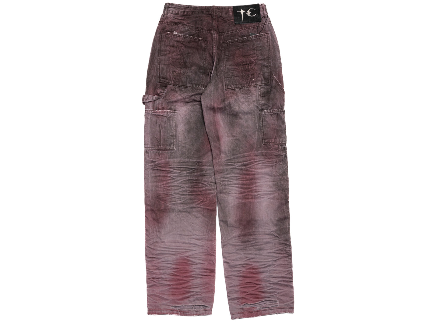 Thug Club Two Tone Washed Carpenter Pants in Grey, back view