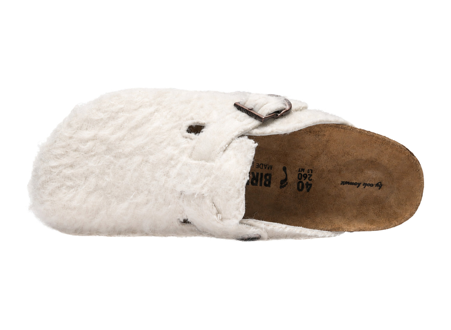 Women's Birkenstock x Cole Bennett Boston Woolly Moon in Off-White, top view
