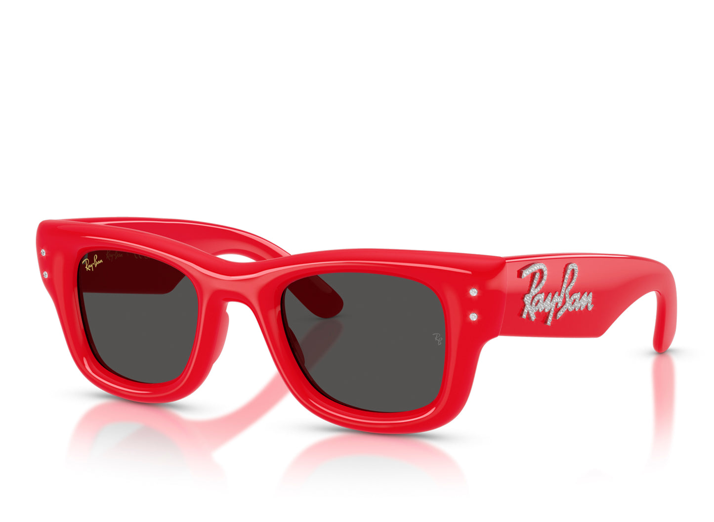 Ray Ban Wayfarer Acolchadas Rojas con Strass y Cristales Grises Oscuros