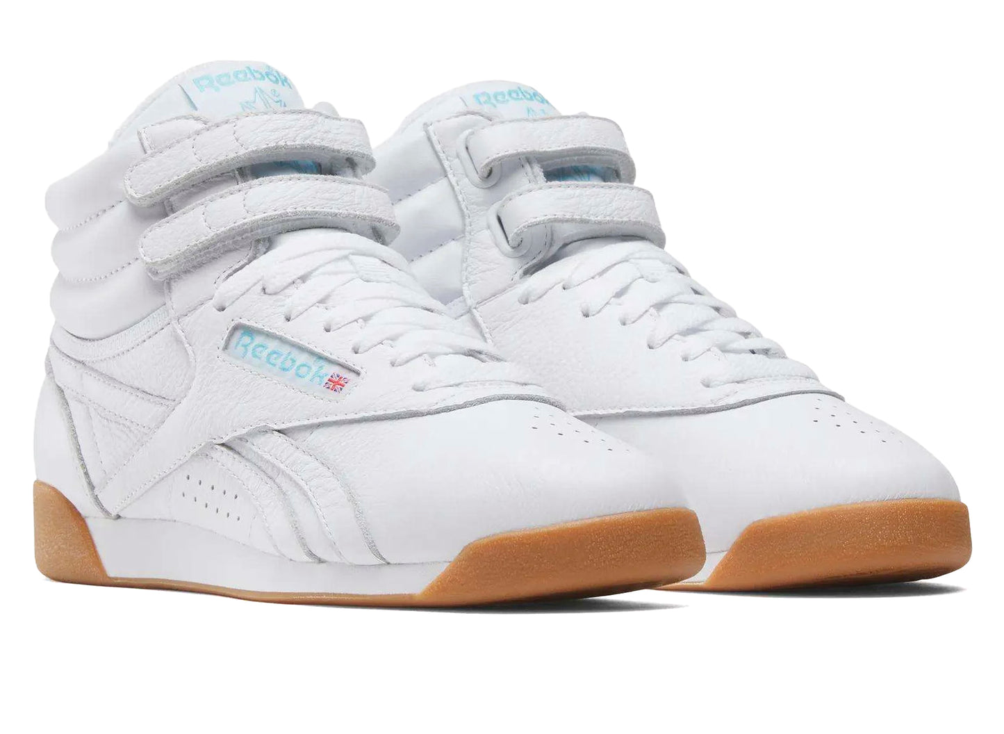 Women's Reebok Freestyle Hi in White / Blue — view 2