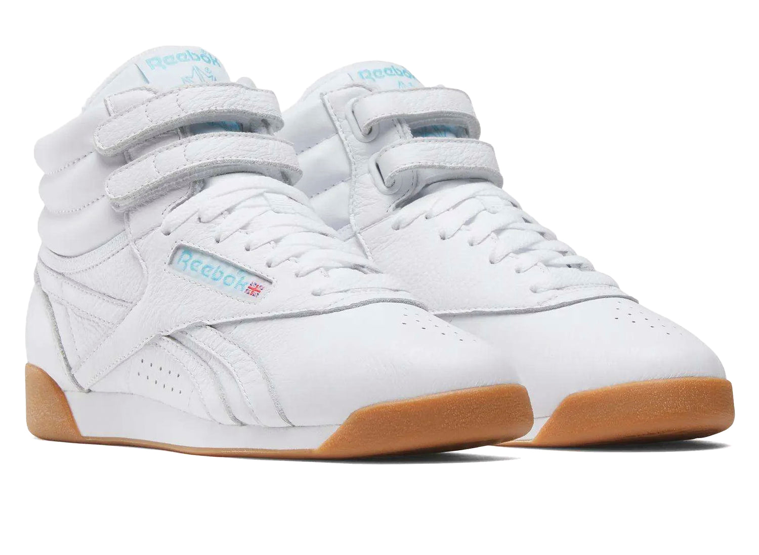 Women's Reebok Freestyle Hi in White / Blue — view 2