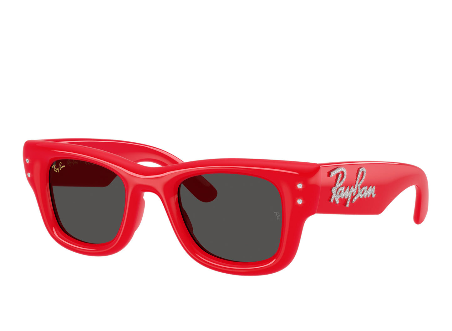 Ray Ban Wayfarer Acolchadas Rojas con Strass y Cristales Grises Oscuros