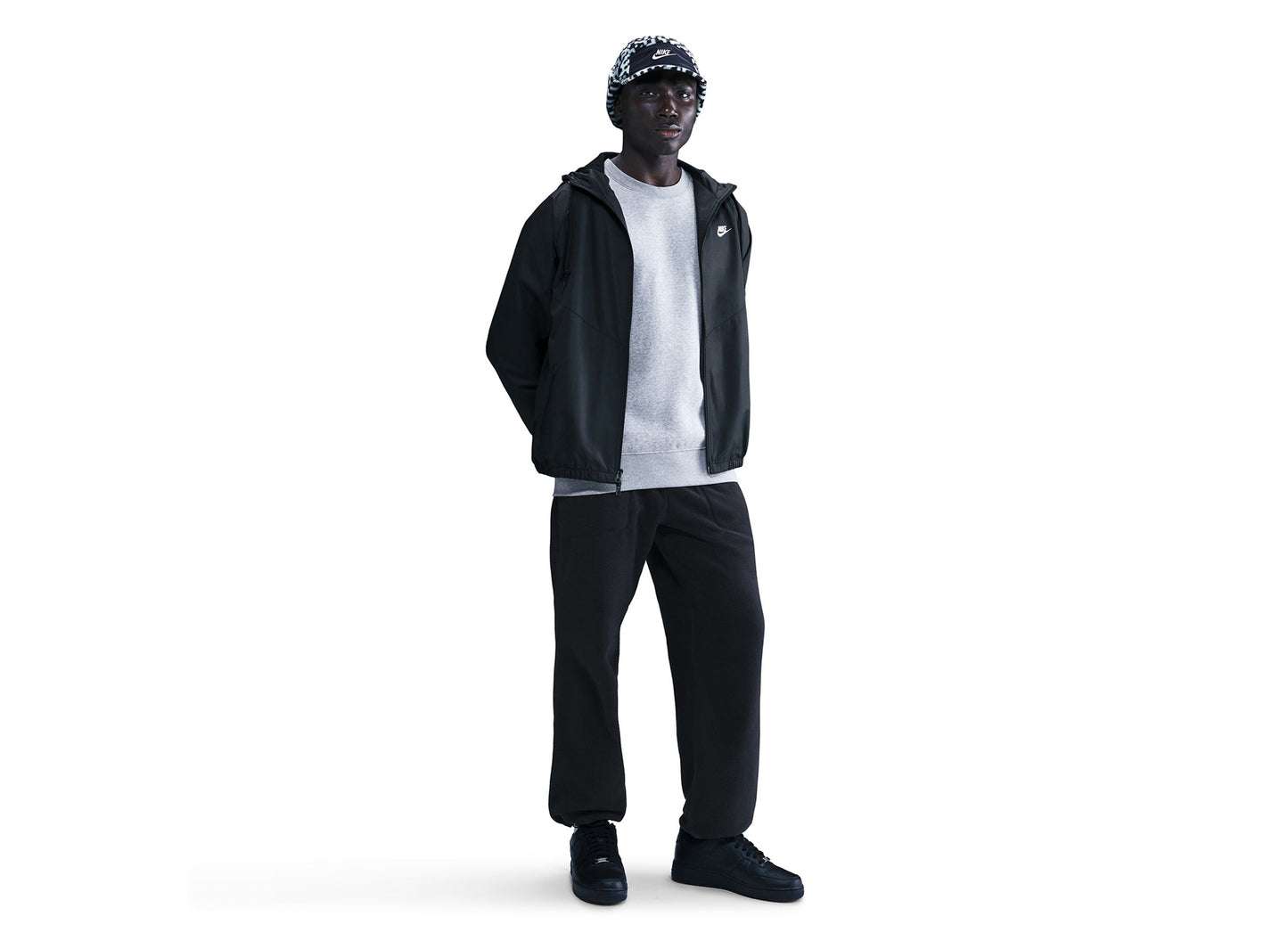 Nike Windrunner Gefütterte Jacke in Schwarz / Weiß