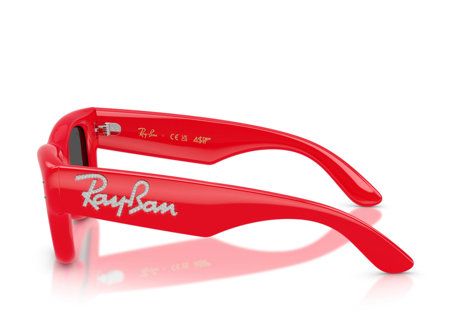 Ray Ban Wayfarer Acolchadas Rojas con Strass y Cristales Grises Oscuros