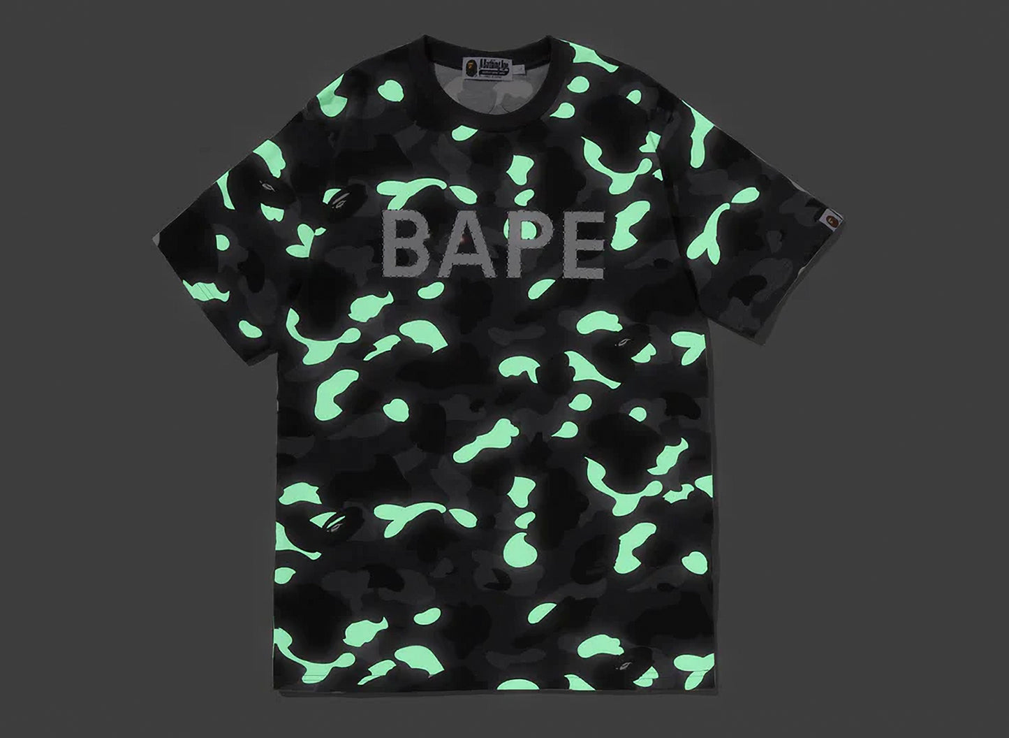 A Bathing Ape City Camo Rhinestone Bape Logo Tee in Black — view 2