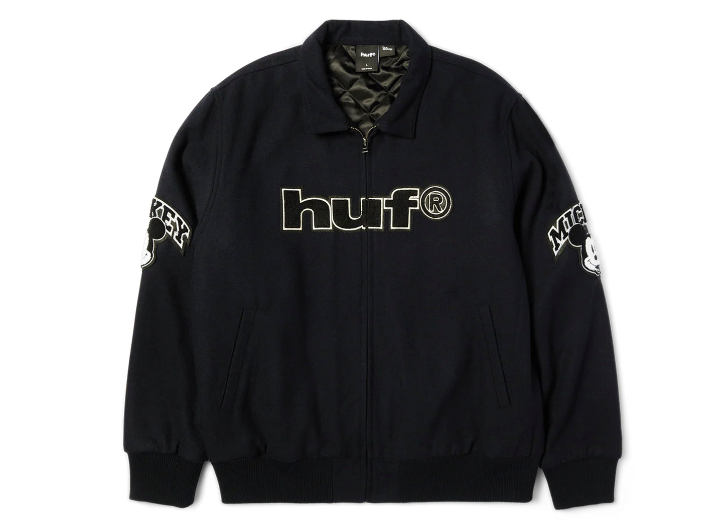 HUF x Mickey Worldwide Tour Collegejacke in Navy