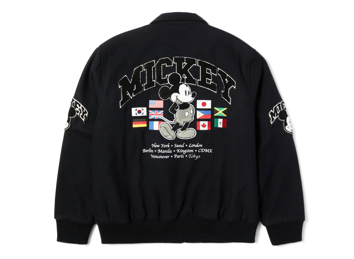 HUF x Mickey Worldwide Tour Collegejacke in Navy
