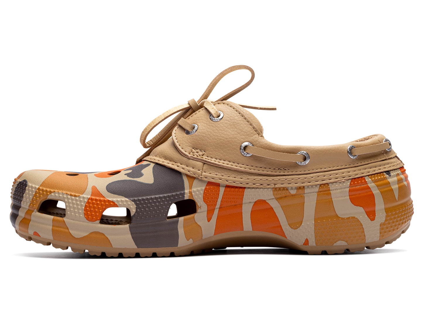 Crocs Classic Duck Camo Boat Shoe in Shocking Orange Duck Camo - Damaged