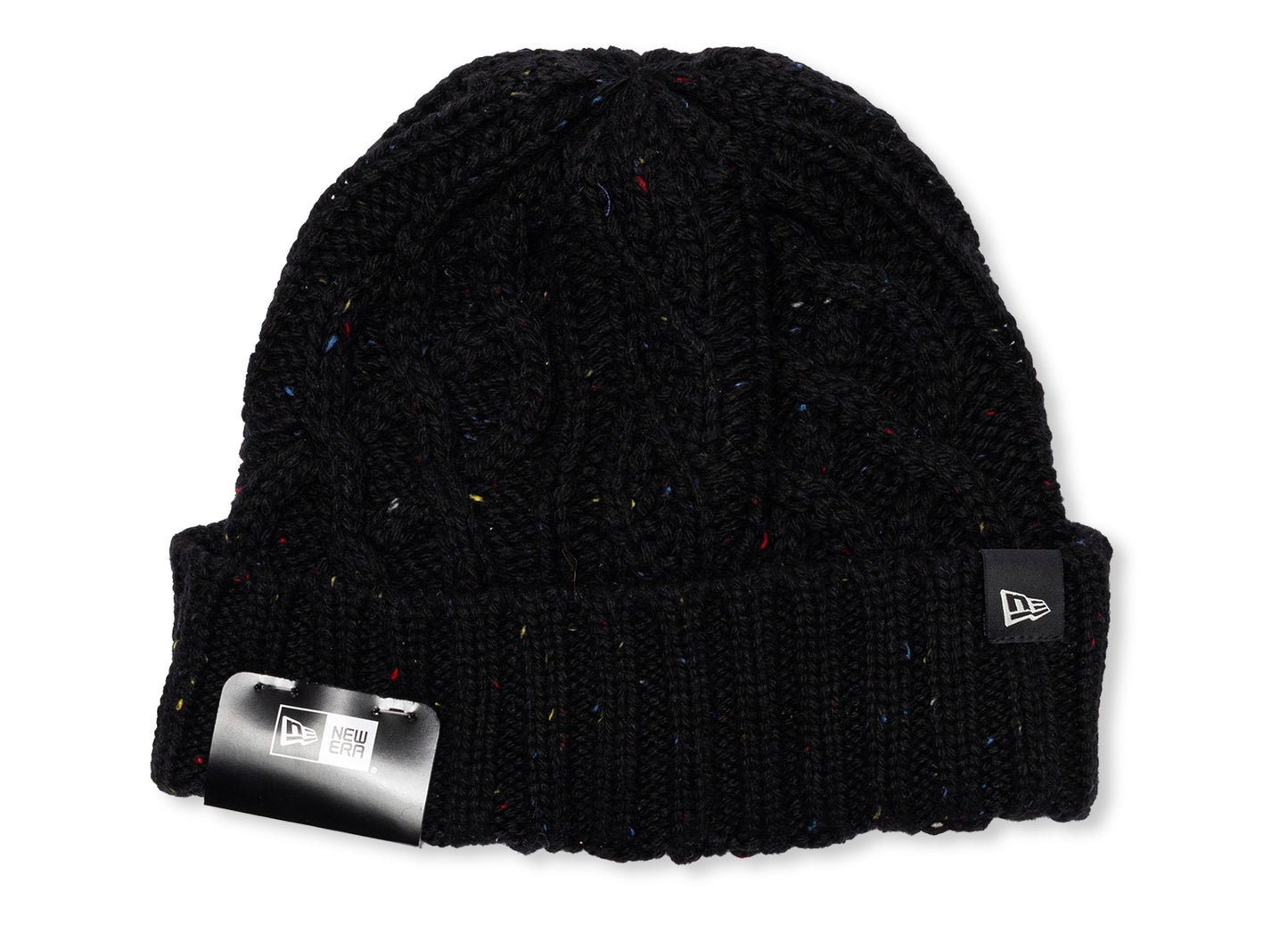 Gorro negro de punto trenzado moteado New Era