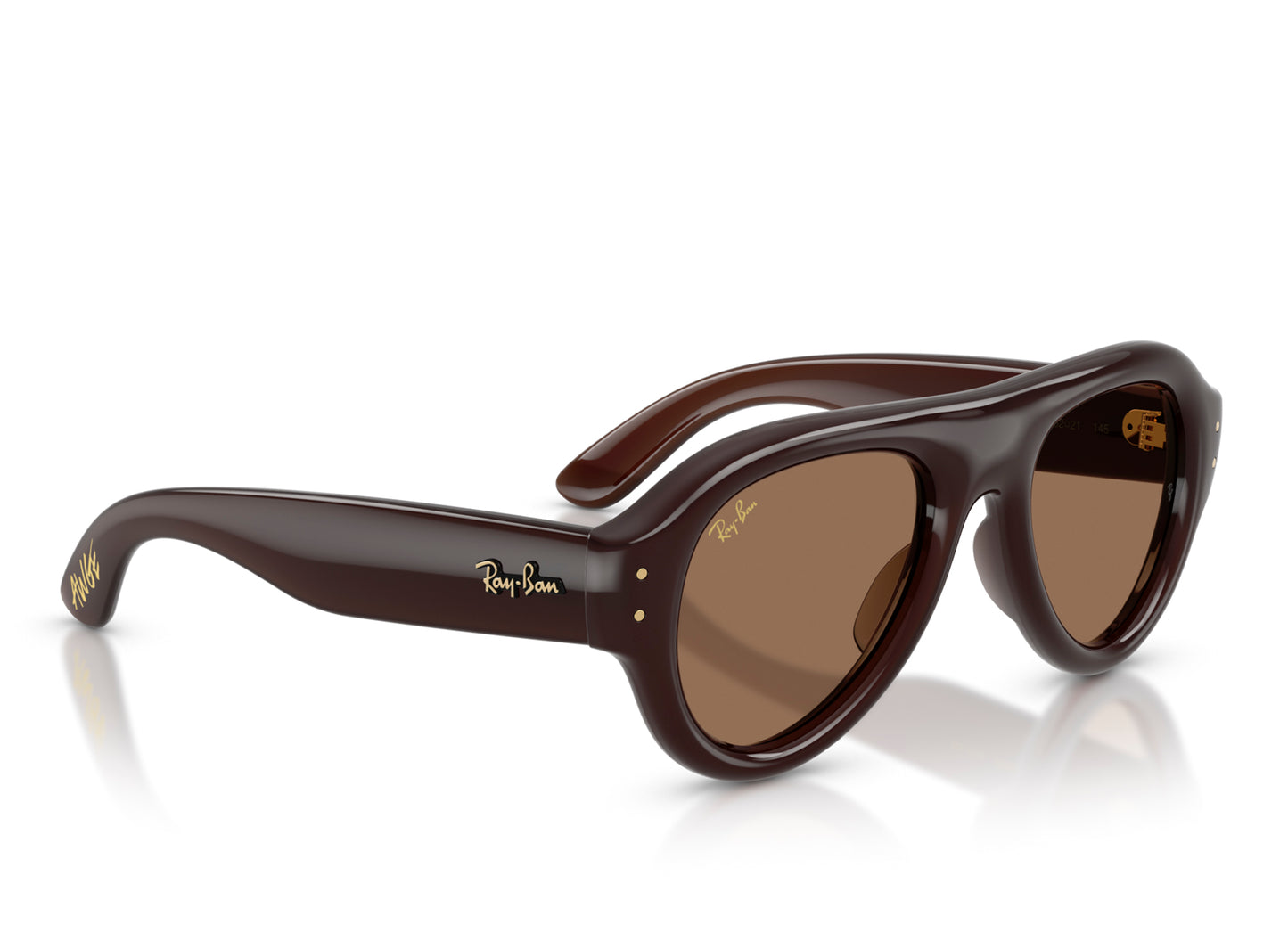 Ray Ban A$AP Rocky Aviator Puffer Sonnenbrille in transparentem Dunkelbraun mit dunkelbraunem PA Bio