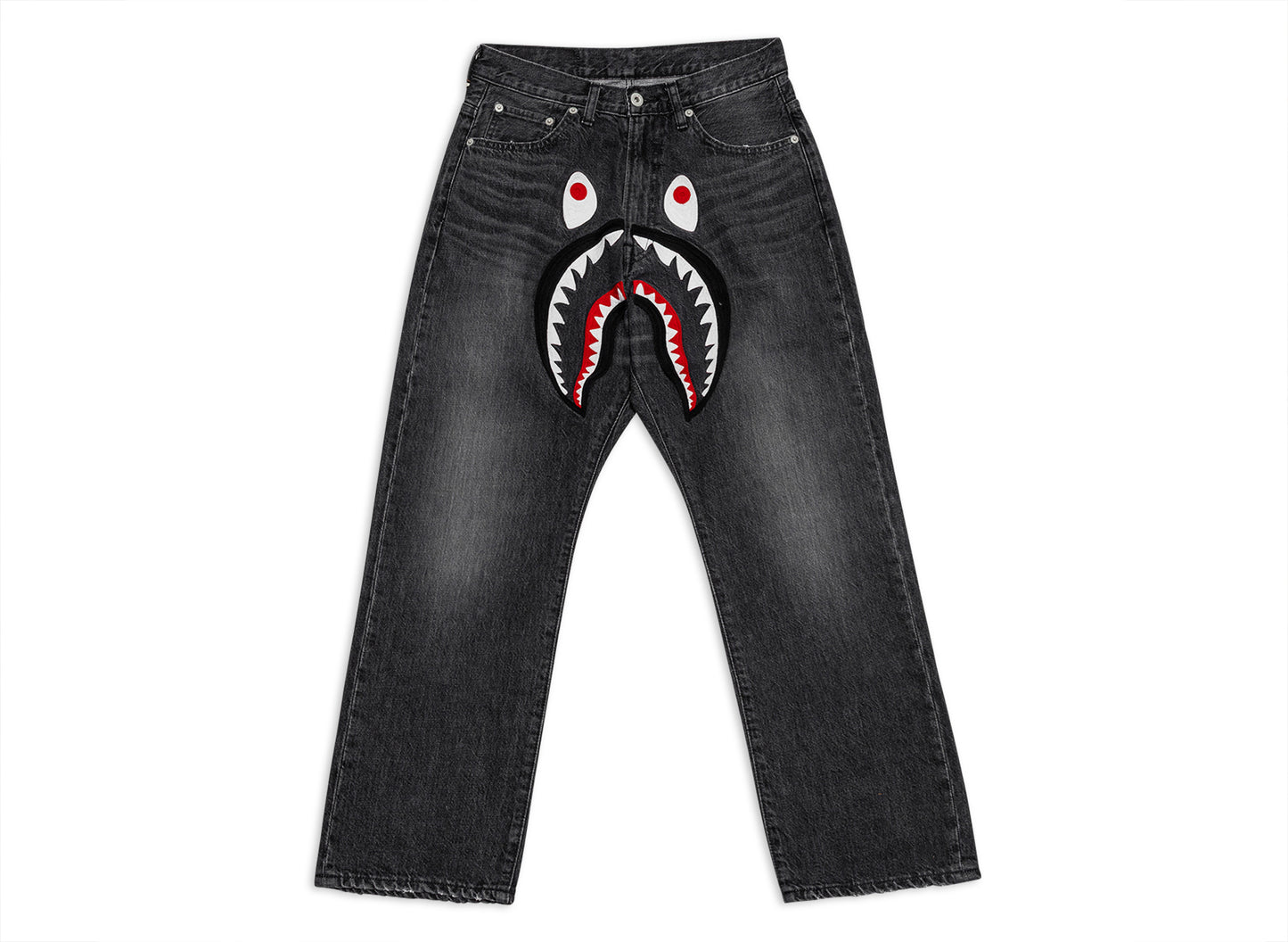 A Bathing Ape Shark Loose Fit 13 Oz Denim Pants in Schwarz