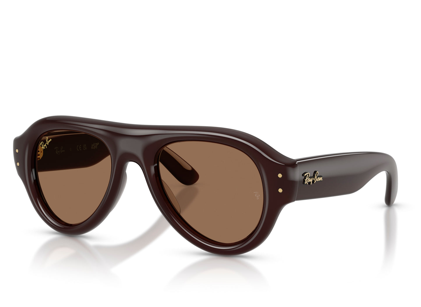 Ray Ban A$AP Rocky Aviator Puffer Sonnenbrille in transparentem Dunkelbraun mit dunkelbraunem PA Bio