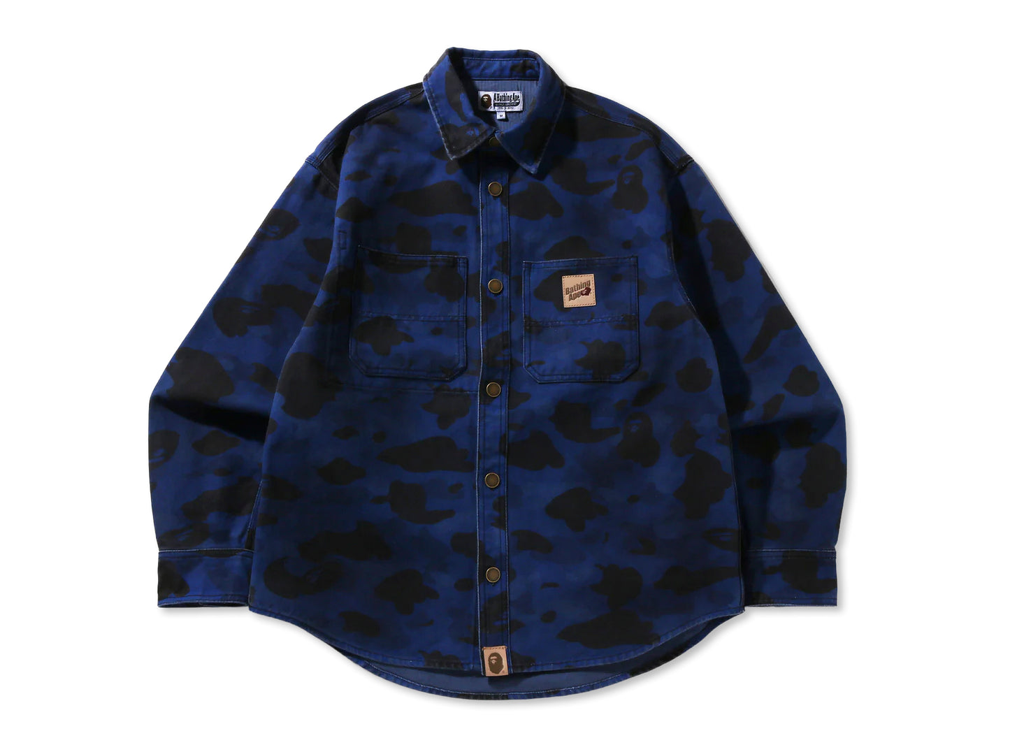 A Bathing Ape Solid 1st Camo Work LS Shirt in Navy