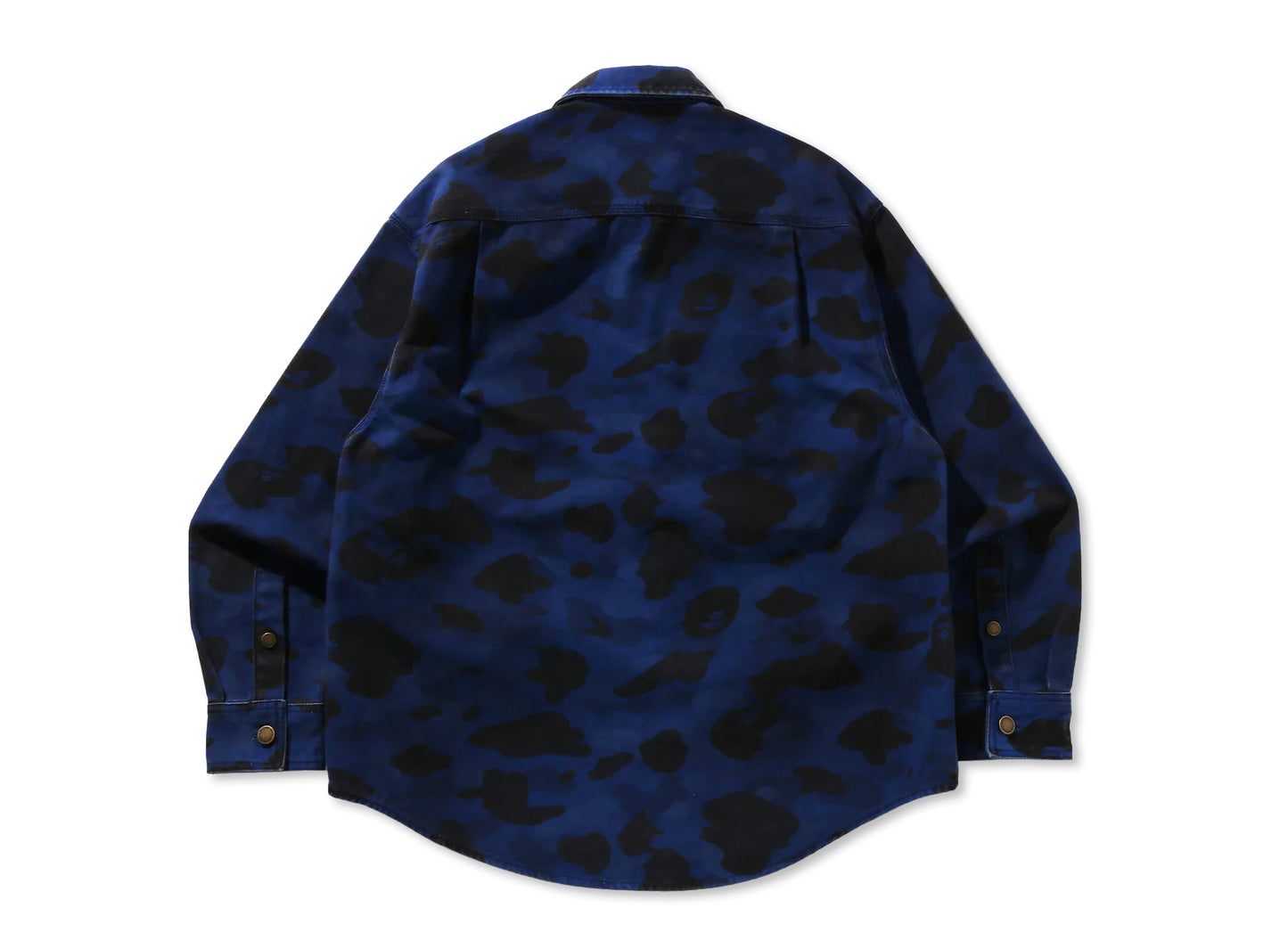 A Bathing Ape Solid 1st Camo Work LS Shirt in Navy