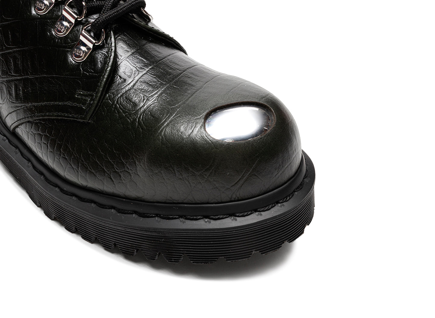 Dr. Martens Crocodile 1461 Bex Steel Toe Leather Shoes in Forest Green
