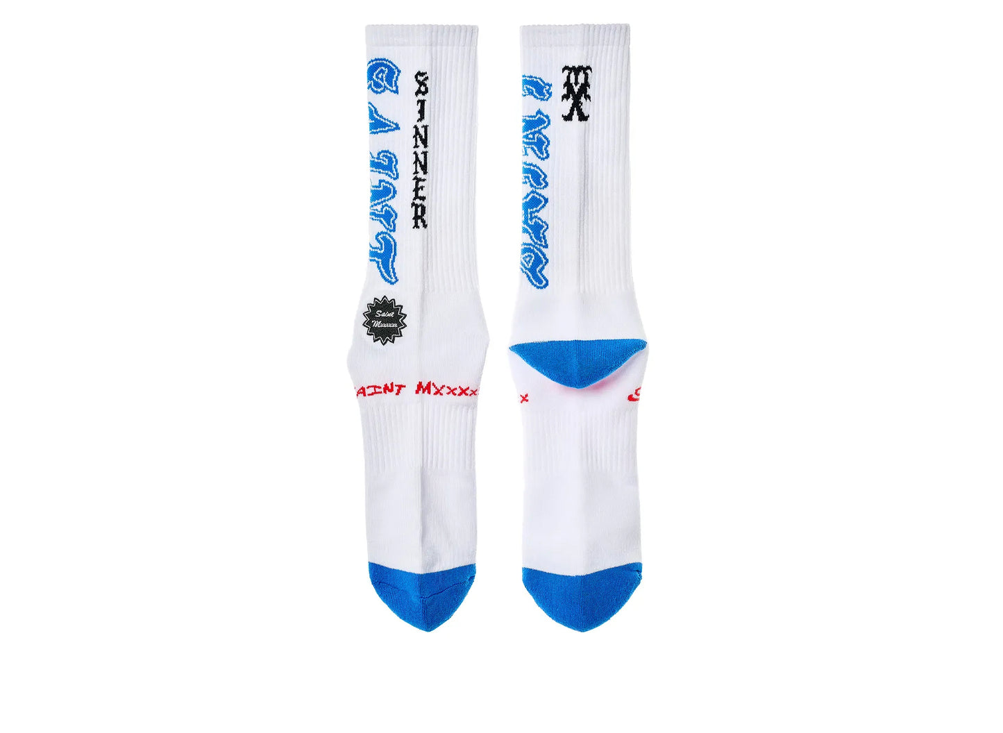 Saint Michael 'Saint' Socks in White / Blue