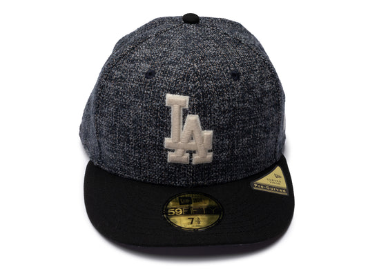 New Era Tweedy Cotton 59Fifty PC Los Angeles Dodgers Fitted Cap in Schwarz