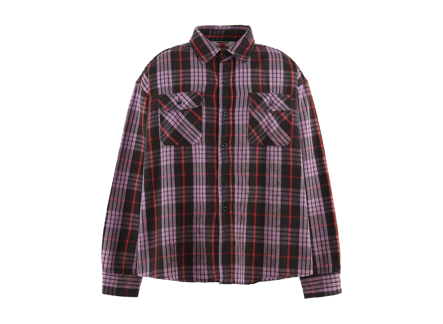 Saint Michael Check Shirt in Purple — front view