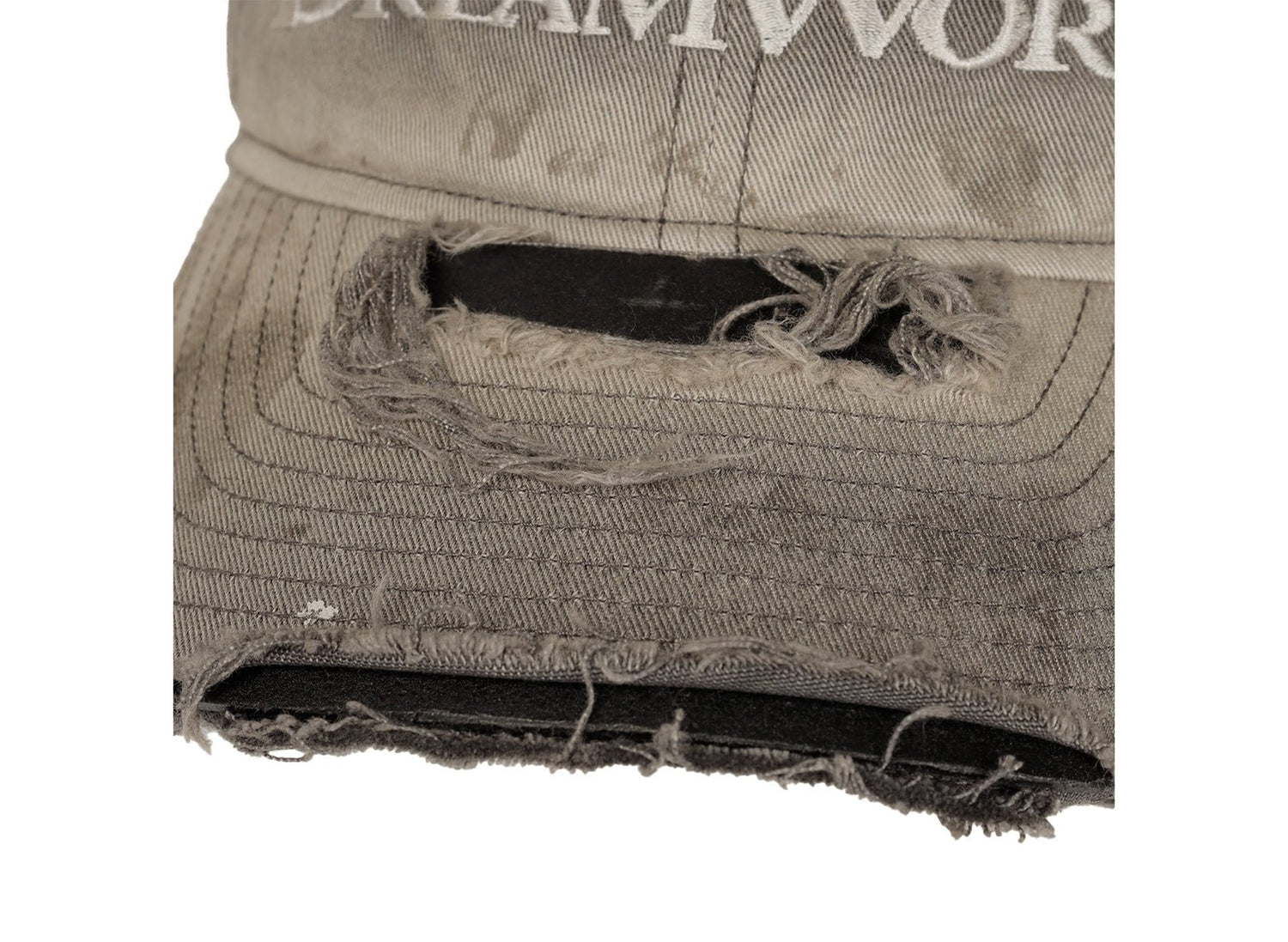 Saint Michael Saint cap in Charcoal — distressed brim detail