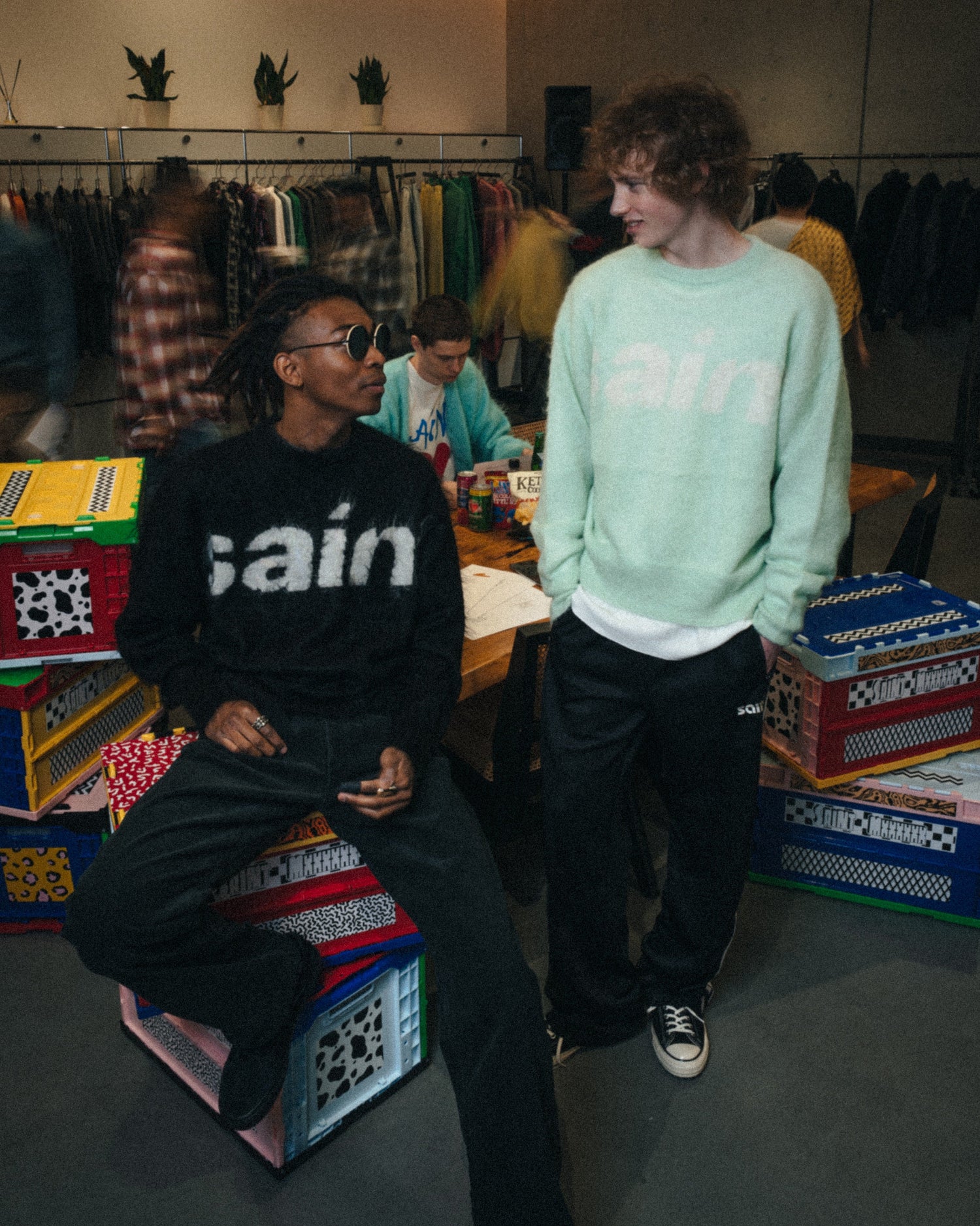 Saint Michael Mohair Crew Knit in Black — product detail