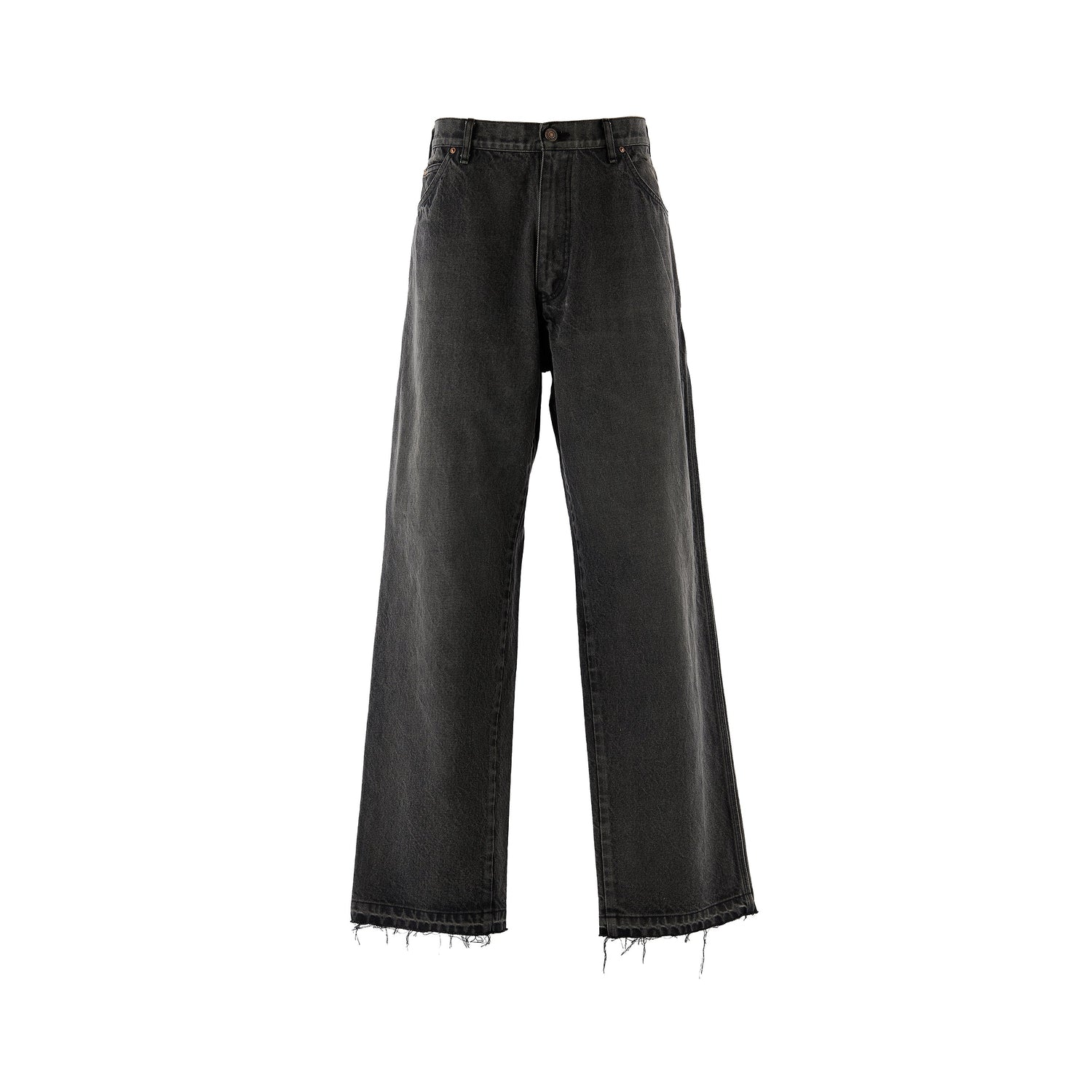 Saint Michael Black Denim Painter Pants in Black — front studio view