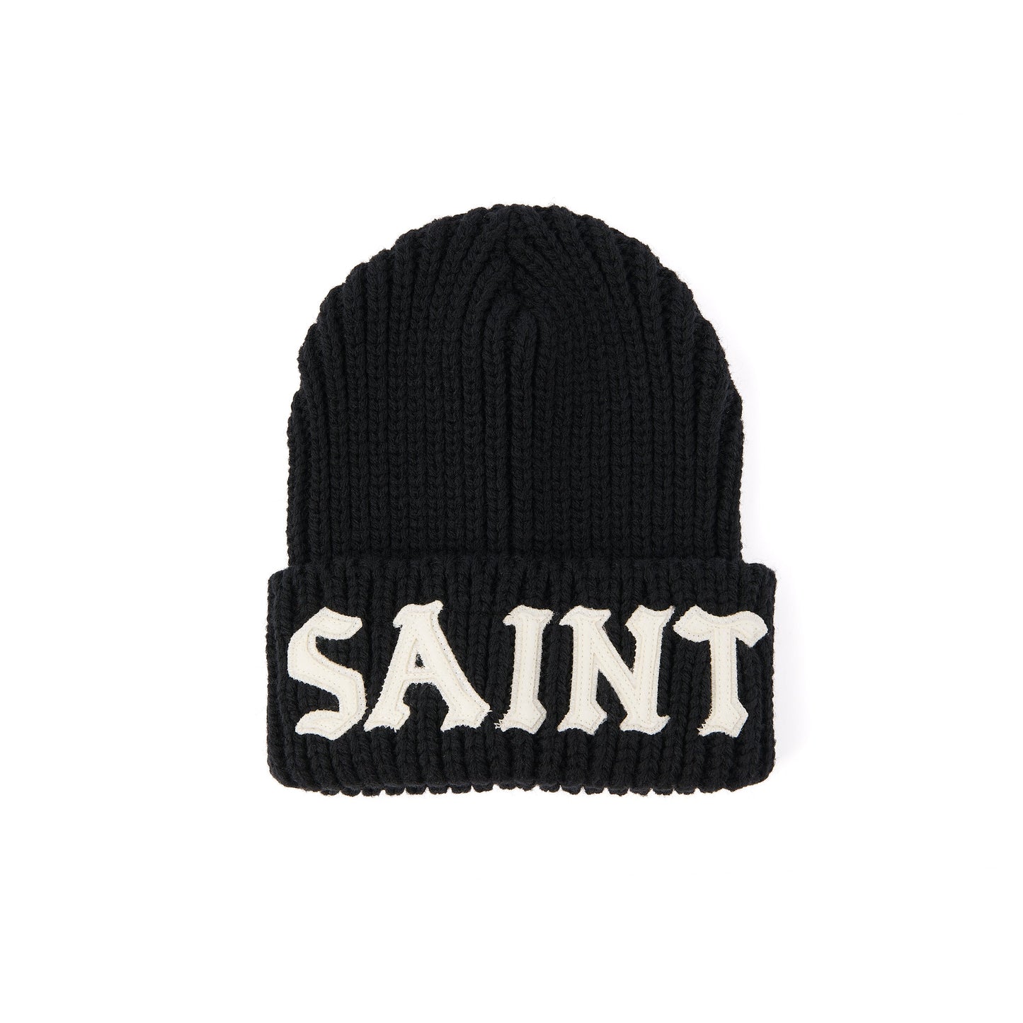 Saint Michael 'Saint' Knit Cap in Black — front studio view