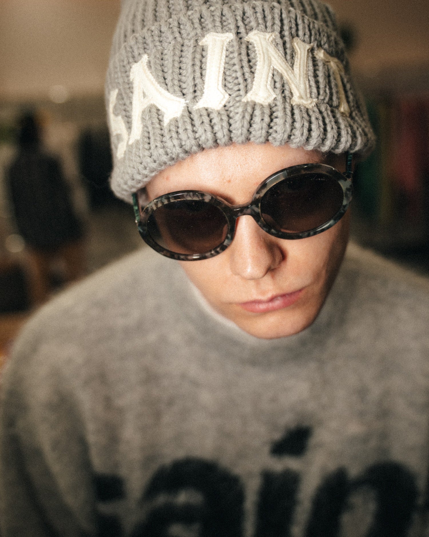 Saint Michael 'Saint' Knit Cap in Grey — product detail