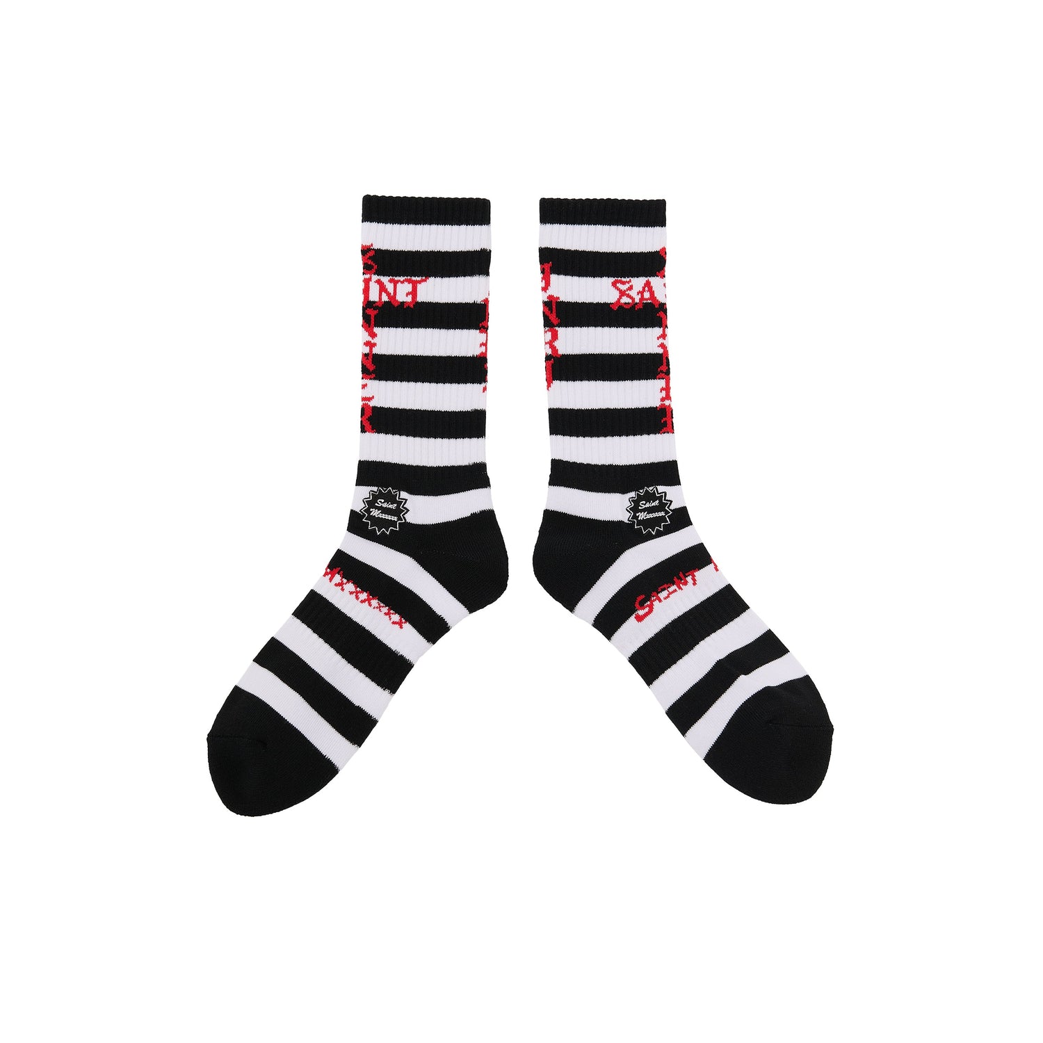 Saint Michael Border Socks in Black / White — product detail