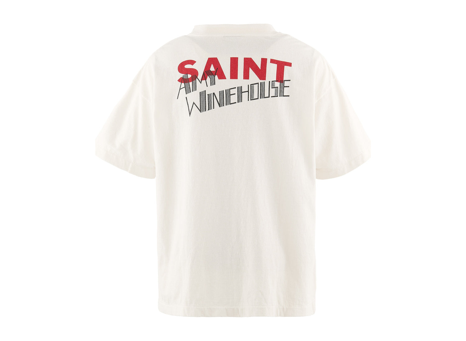 Saint Michael Back to Black SS T-Shirt in White, men's white t-shirt, view 2