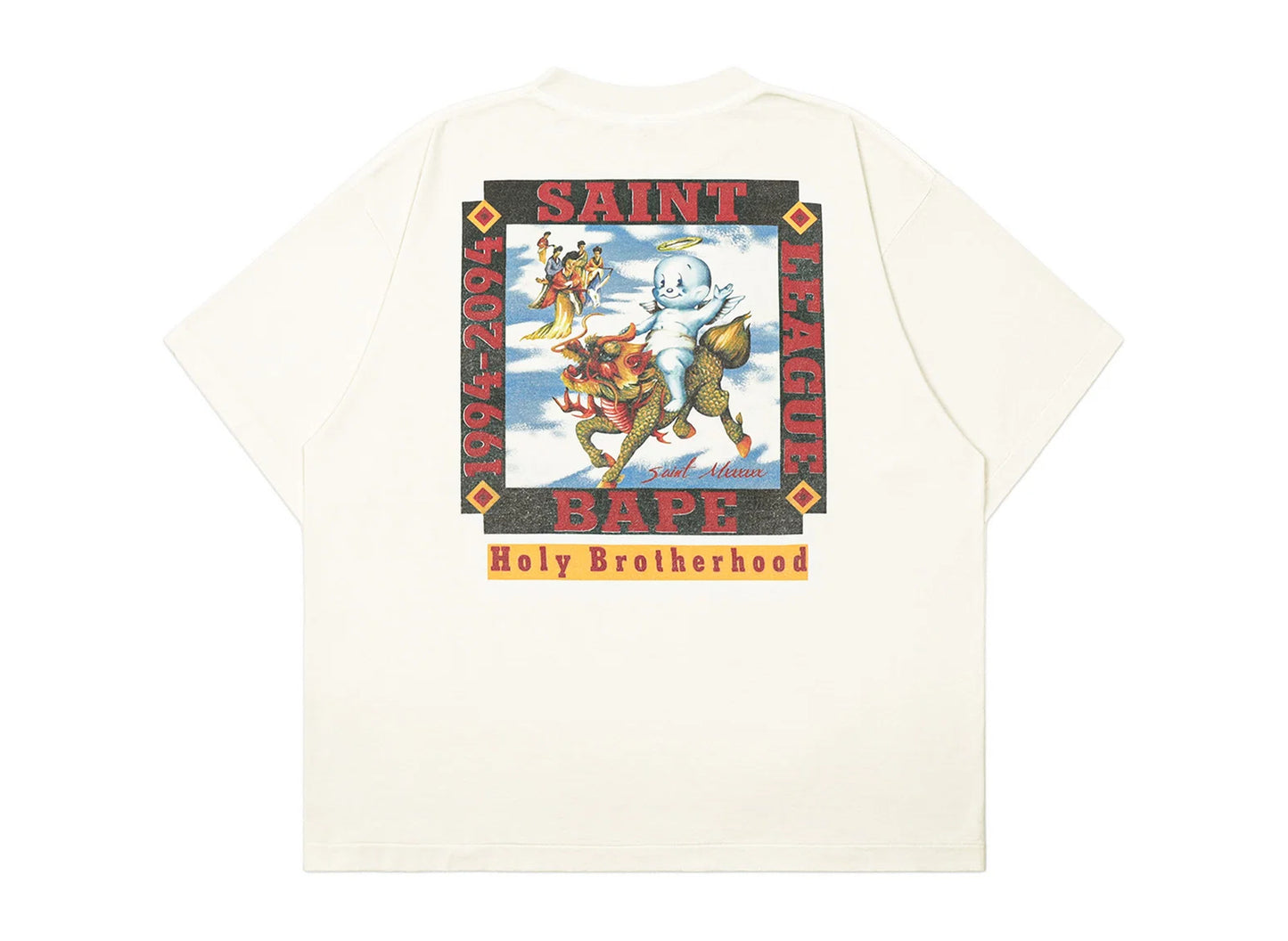 Saint Michael x BAPE Pool SS T-Shirt in White, men's white t-shirt, view 2