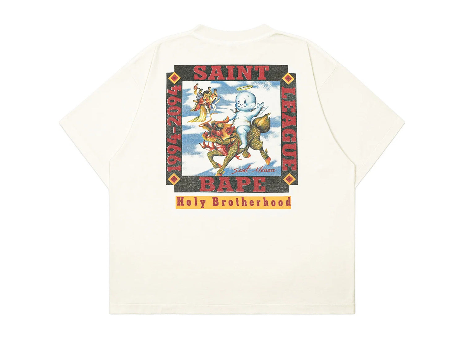 Saint Michael x BAPE Pool SS T-Shirt in White, men's white t-shirt, view 2