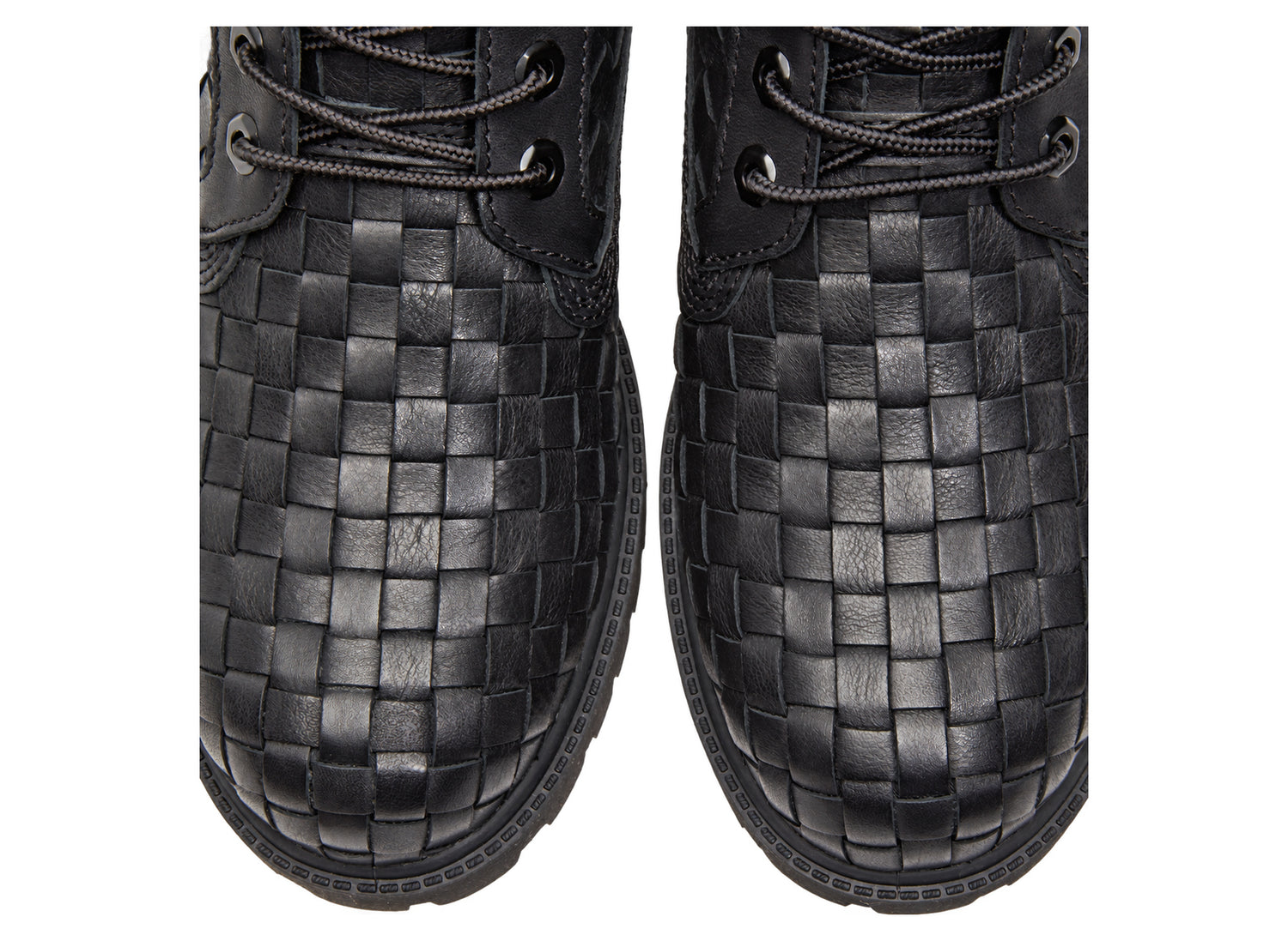 Timberland Premium 6-Inch Woven Boot in Black – woven toe detail view