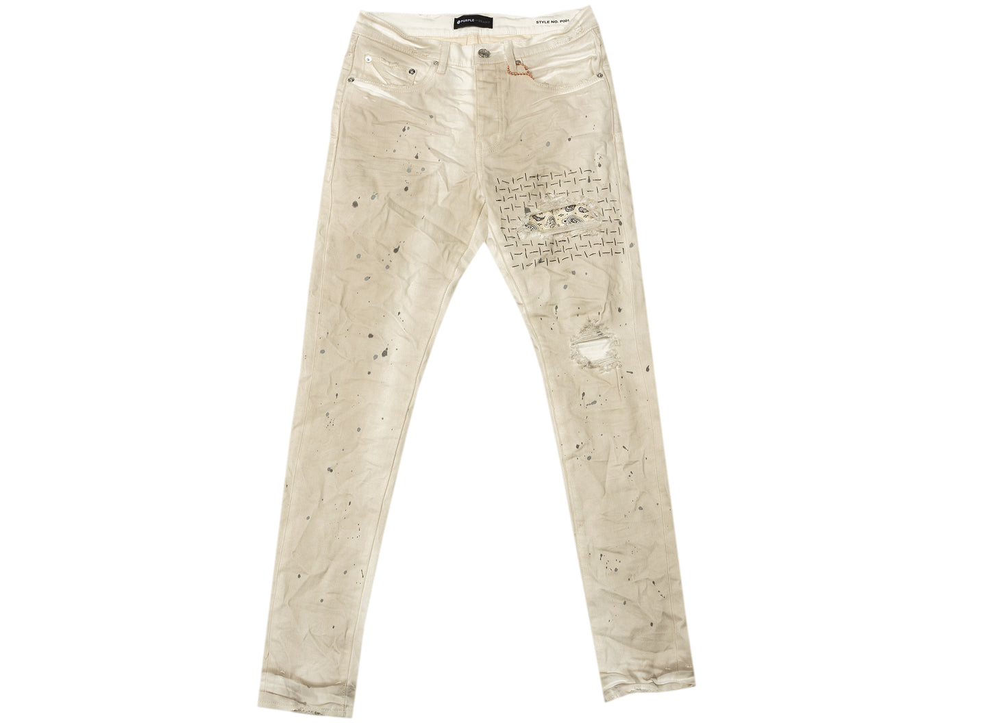 Purple Brand Bandana Print Patch Jeans in Weiß