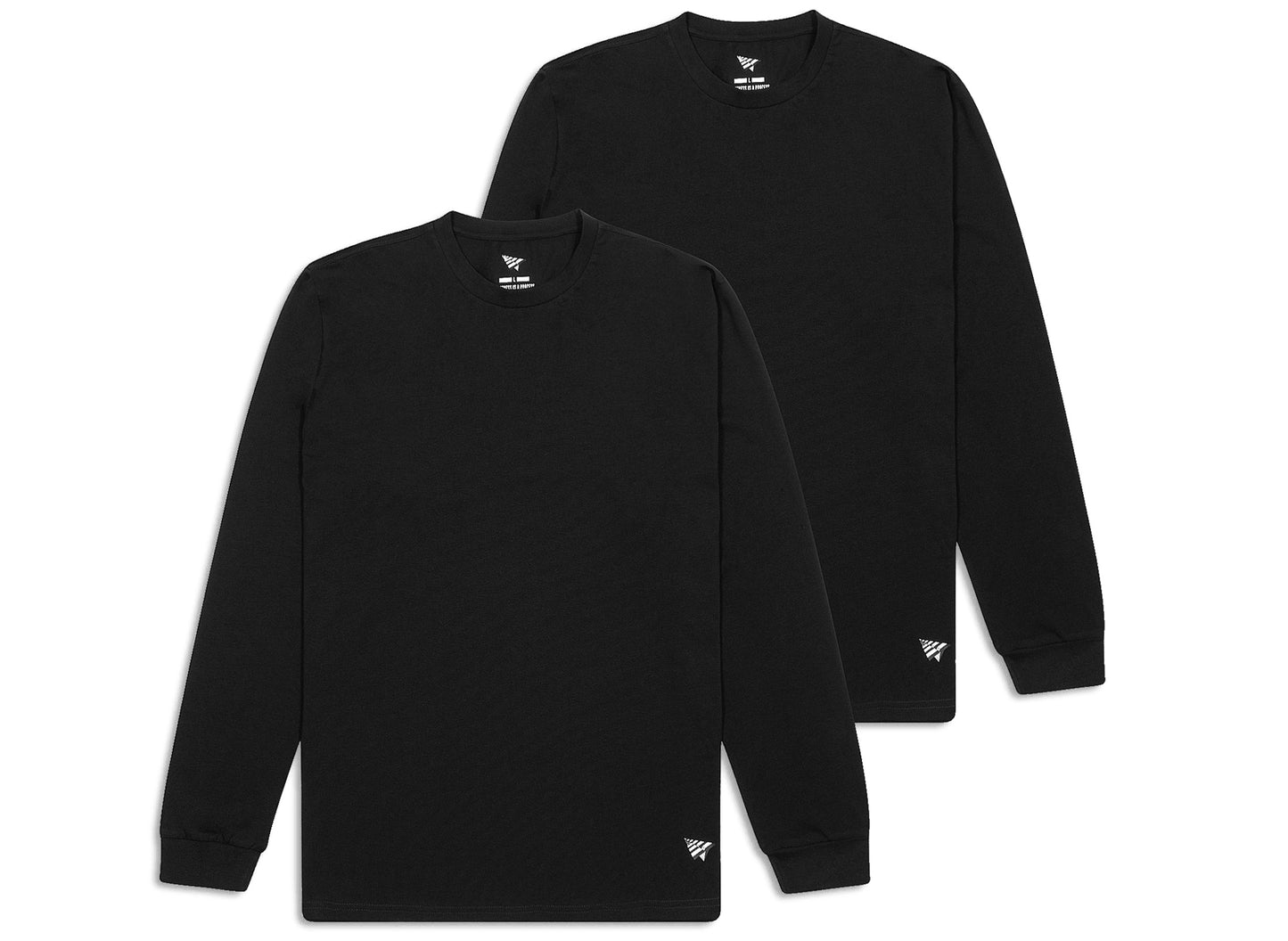Paper Planes Essentials 2er Pack Langarmshirts in Schwarz