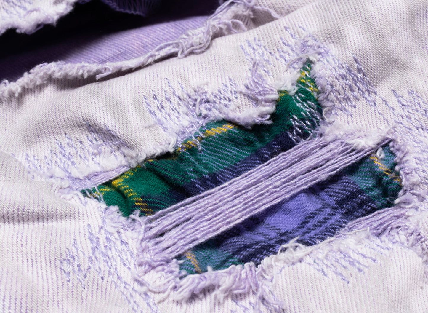 Purple Brand Heavy Repair Plaid Patch Jeans