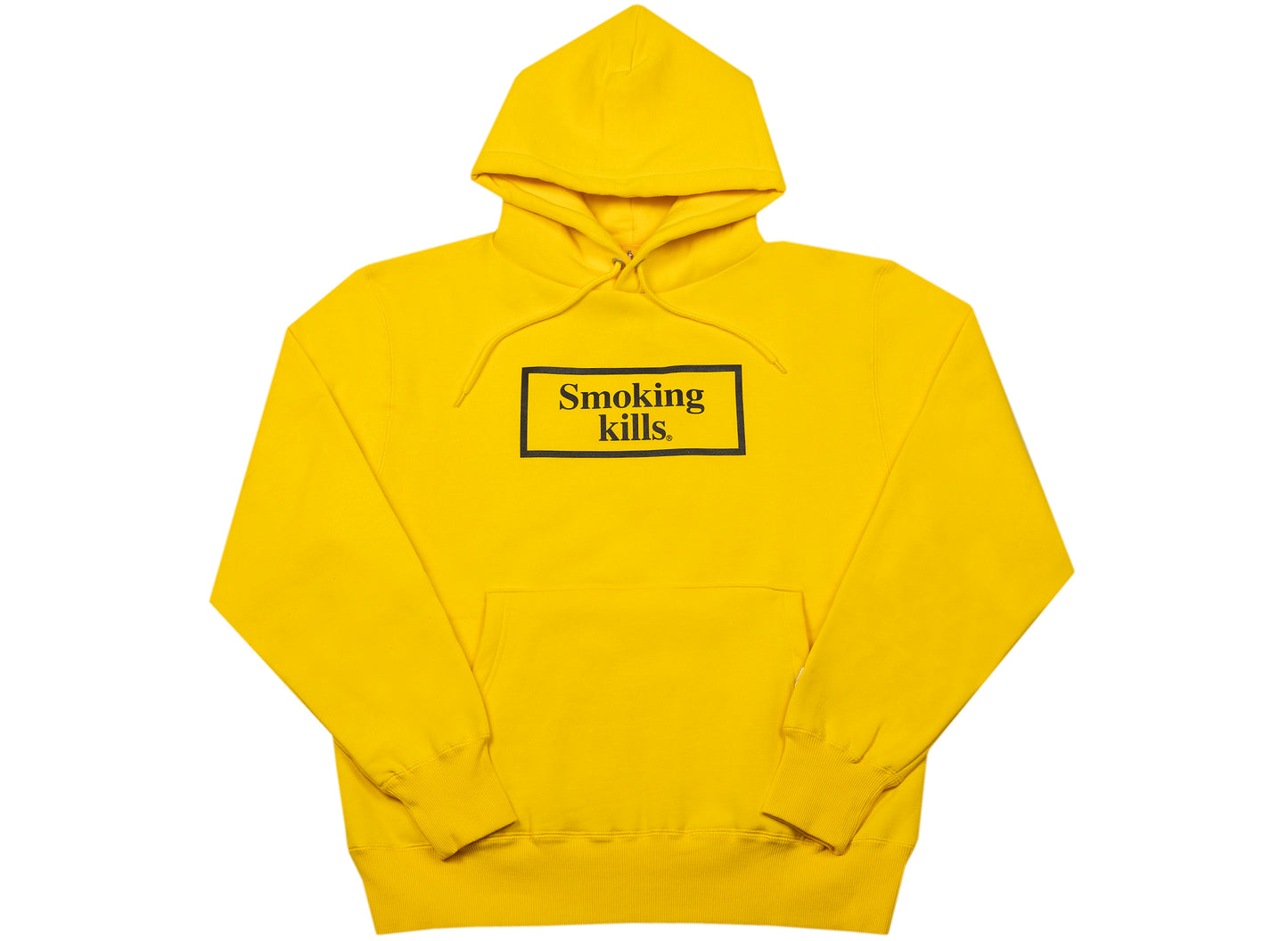 Fucking Rabbits Smoking Kills Box Logo Hoodie in Gelb