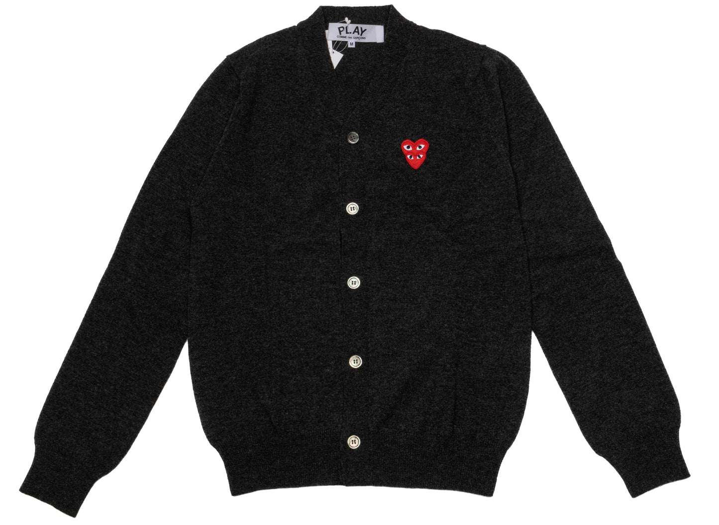 Comme des Garçons Play Double Heart Cardigan in Schwarz