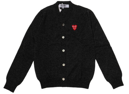 Comme des Garçons Play Double Heart Cardigan in Schwarz