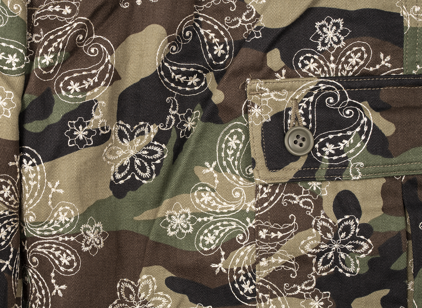 Pantalones Clot con Bordado de Camuflaje Cachemir y 6 Bolsillos