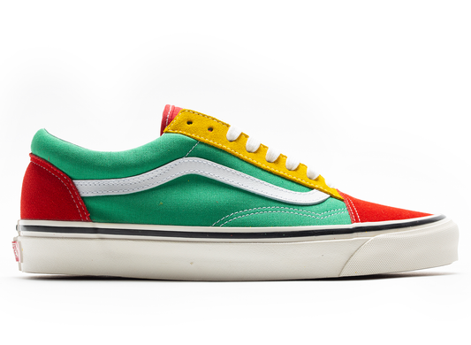 Vans UA Old Skool 36 DX in OG Red Emerald Yellow