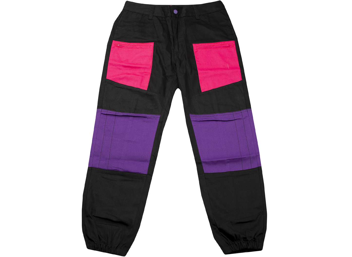 Pantalones Clot con Paneles Contrastantes y Parches