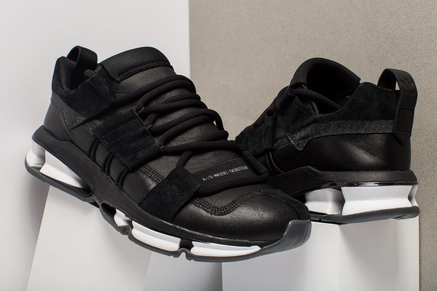 Adidas Twinstrike ADV Stretch Leather Core Black, pair shown at an angle