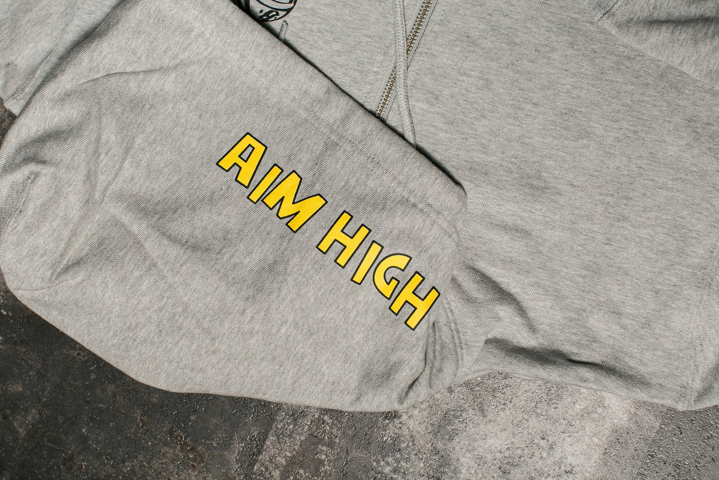 BILLIONAIRE BOYS CLUB KNOCKOUT ZIP UP HOODIE x HEBRU in Heather Gray, sleeve graphic detail