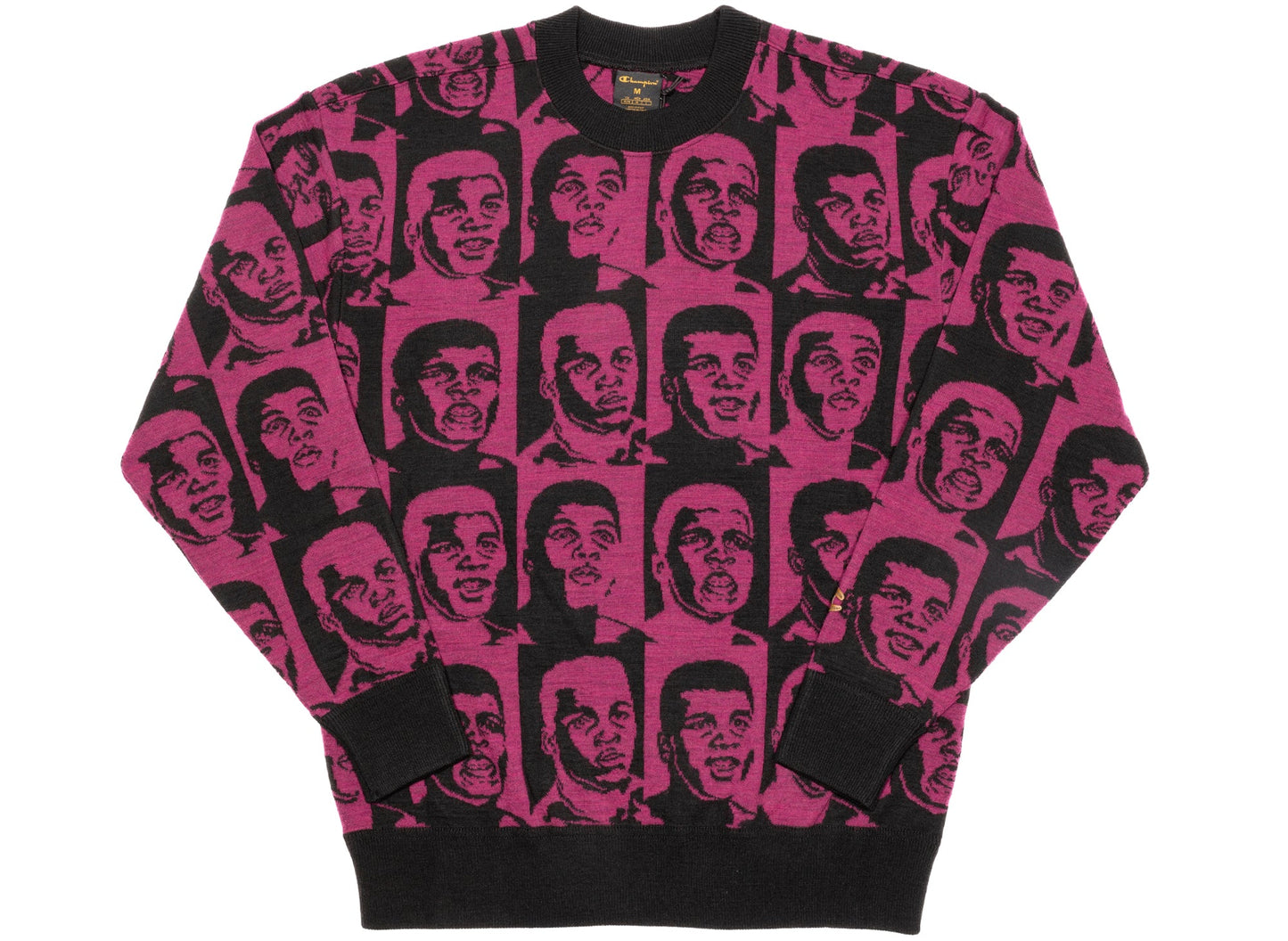 Champion x Muhammad Ali by Don C Cashmere Intarsia Sweater in Black / Burgundy