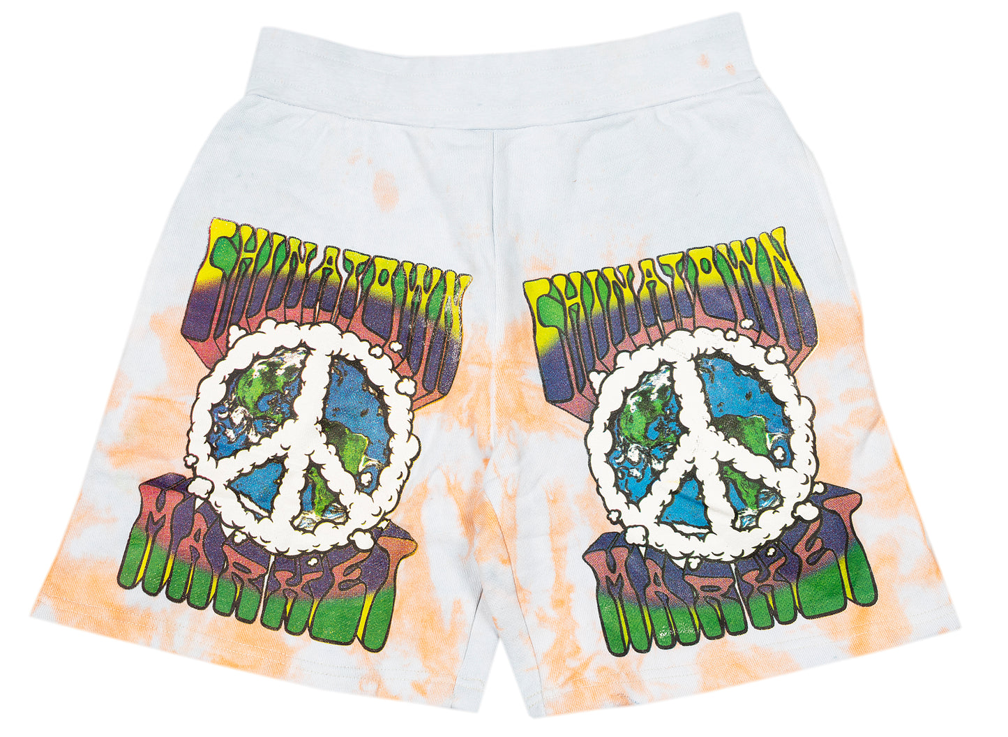 Chinatown Market Peace on Earth Clouds Tie-Dye Sweatshorts in Grau