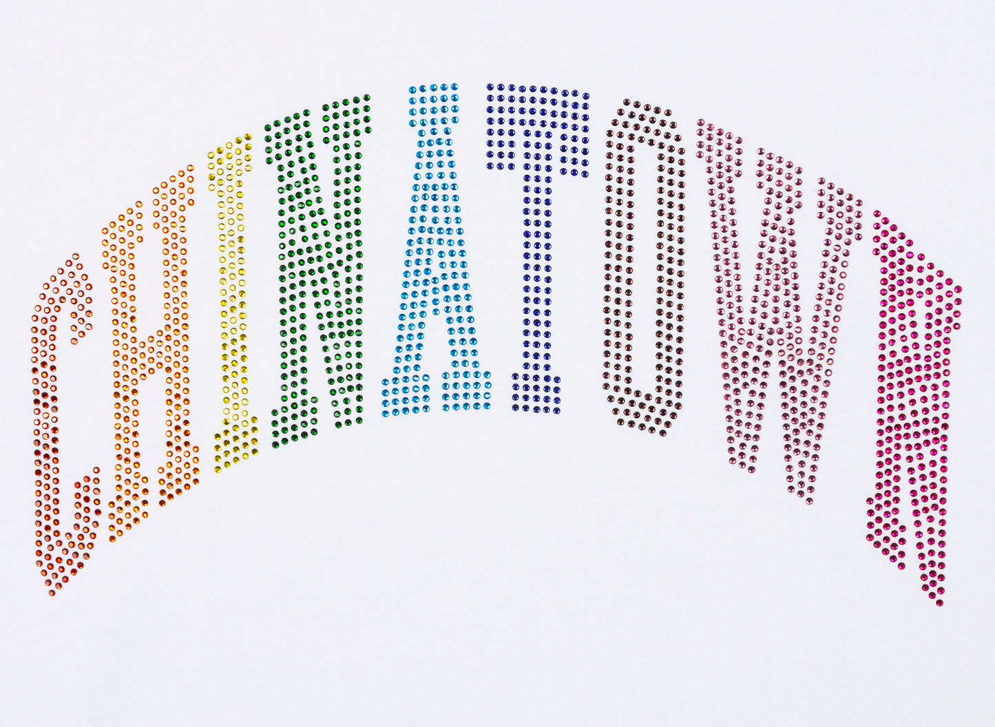 Chinatown Market Rainbow Rhinestone Arc Tee in White