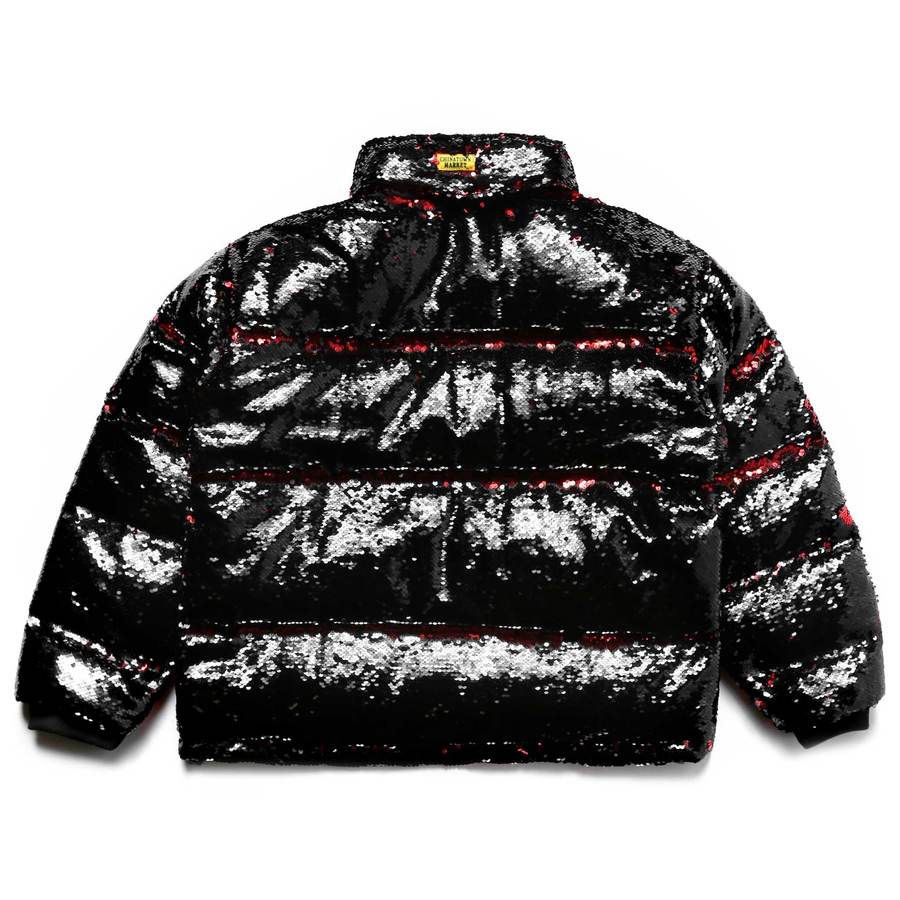 Chinatown Market Sequin Color Change Puffer in Black / Red