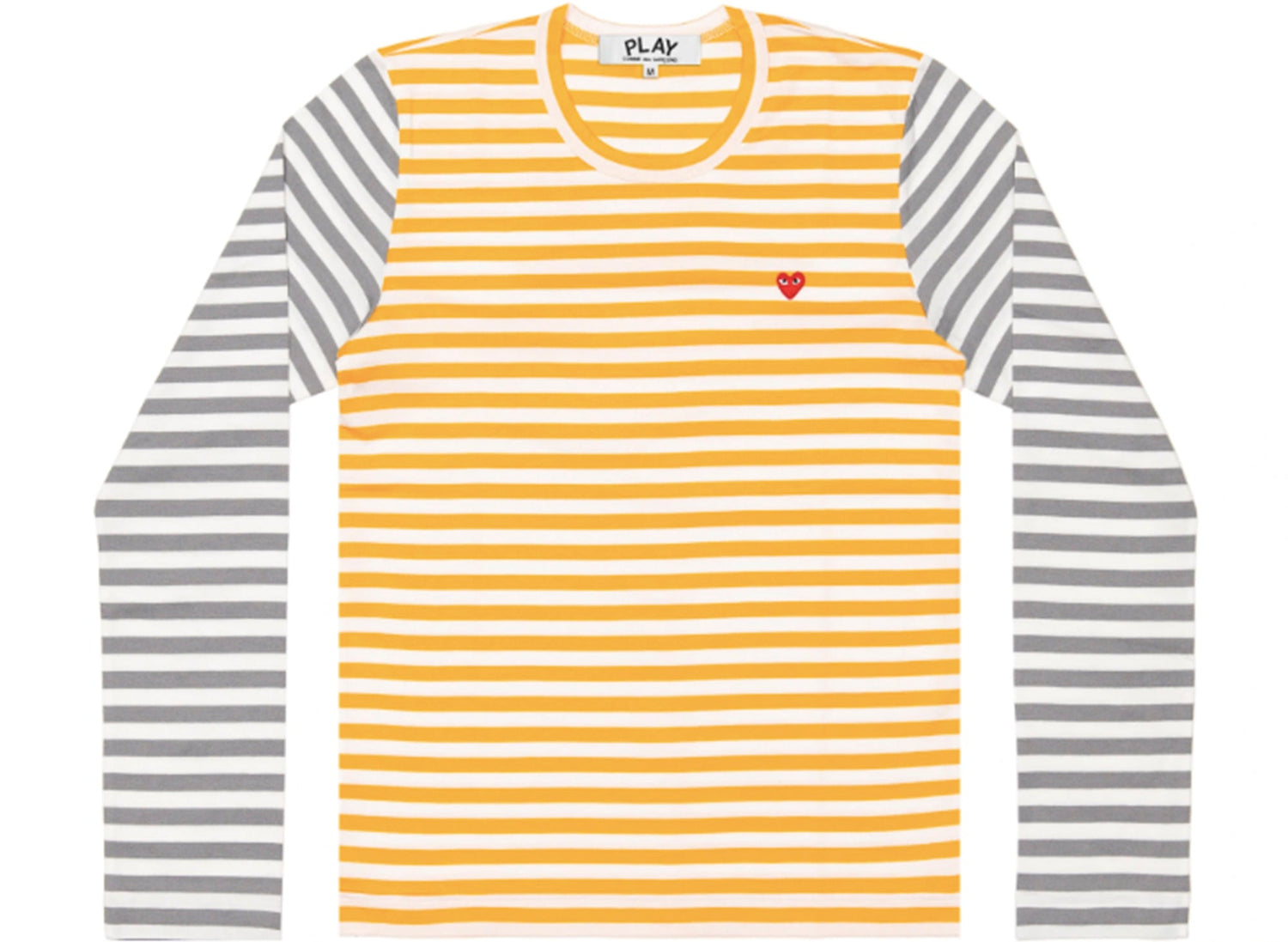 Comme des Garçons PLAY Bi-Colour Striped L/S Tee in Yellow / Grey