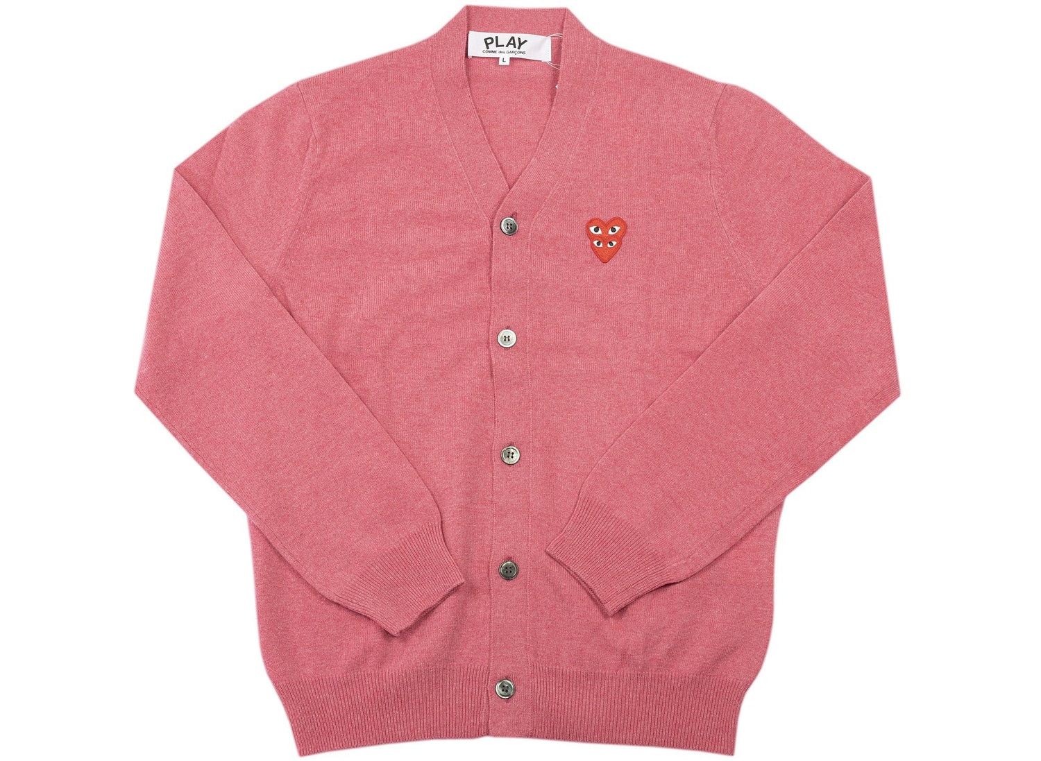 Comme des Garçons Play Double Heart Cardigan in Red